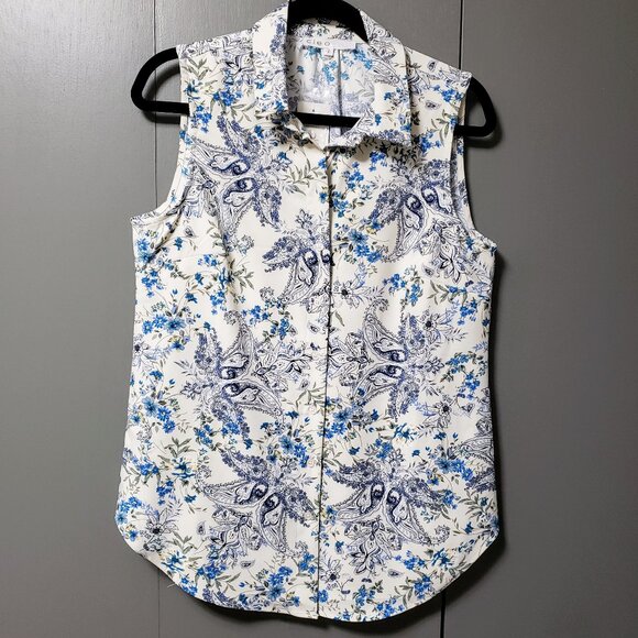 NEW CLEO Sleeveless Floral Paisley Collared Blouse - Picture 2 of 9